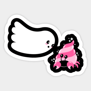 Ghost and Hermit Crab Sticker